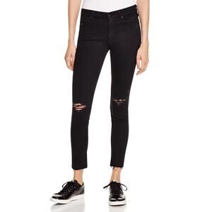 Mother Black Guilty As Sin Women's Looker Ankle Fray Jeans US 25
